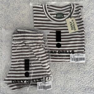 SOLD NWT Daily Drills Mocha Stripe Set — M/L